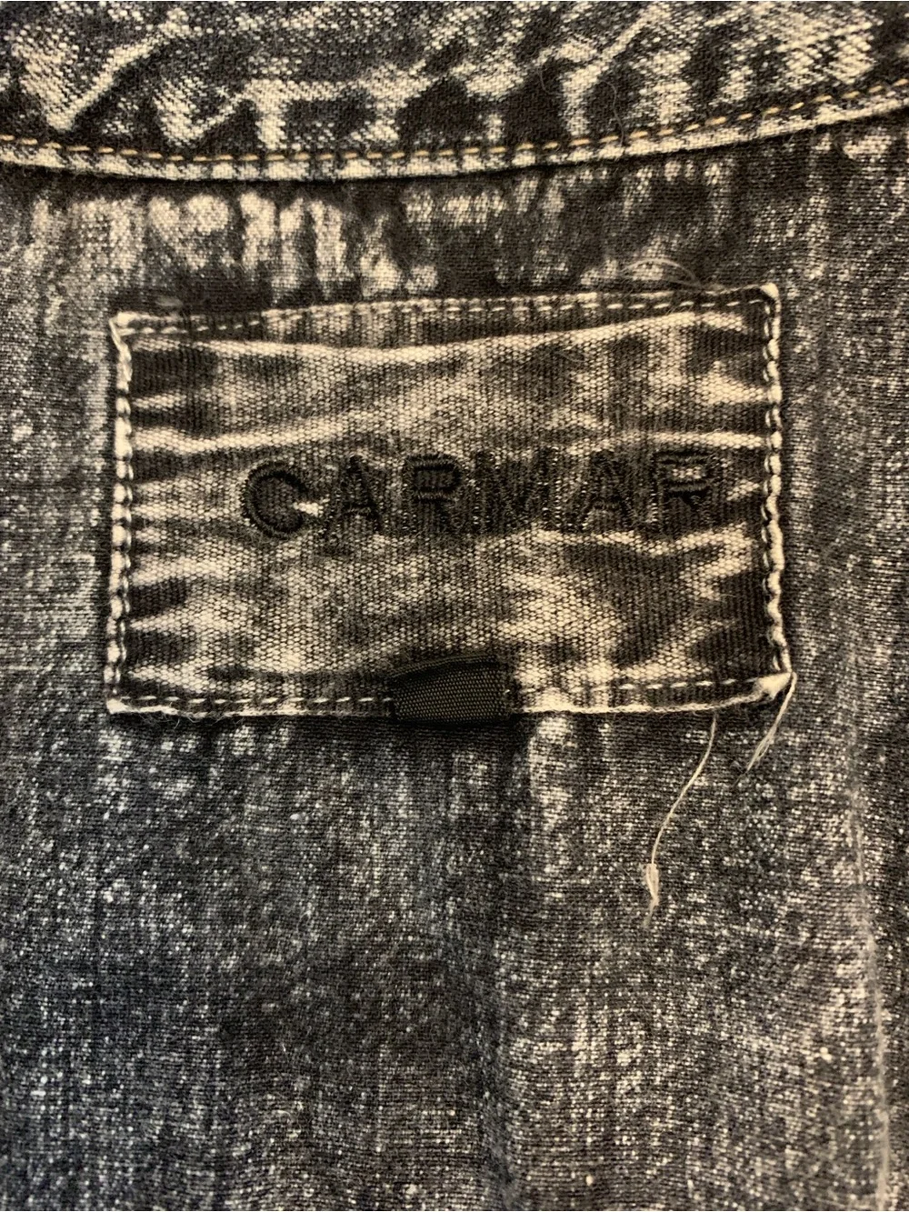 Carmar Black Acid Wash Distressed Denim Button-up Sleeveless Vest
